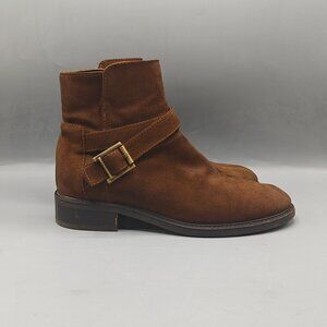 AQUATALIA Women's Bree Waterproof Moto Style Suede Brown Ankle Boots Size 7